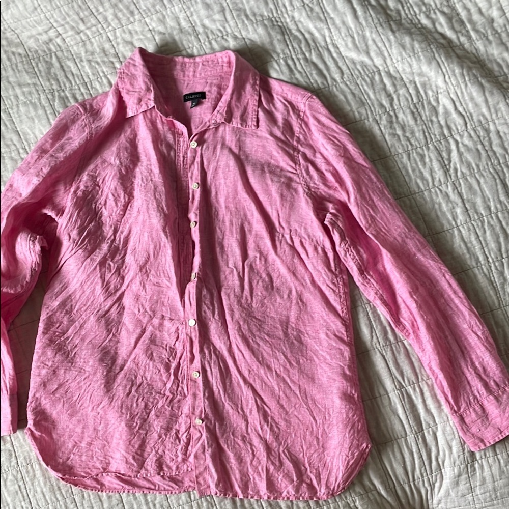 Talbots Pink Linen Shirt, Size M